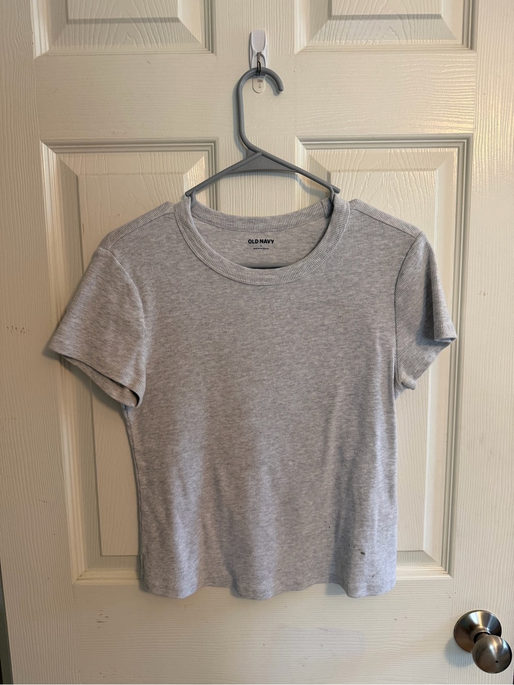 Old Navy Light Heather Gray Ribbed Crewneck Tee